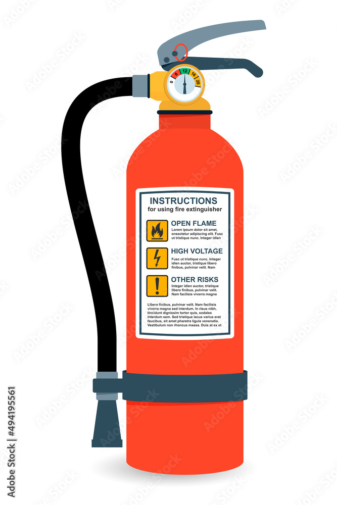Fire extinguisher. Vector isolated image. Fire protection device used ...