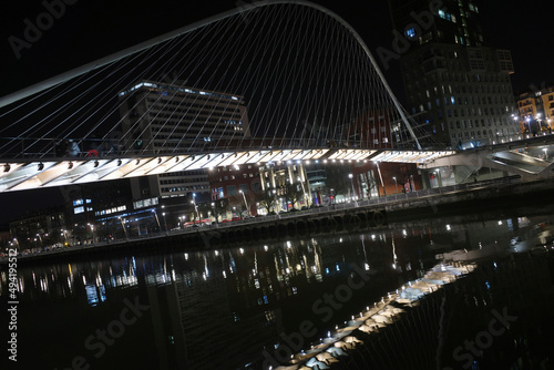 Modern bridge in the downtown of Bilbao