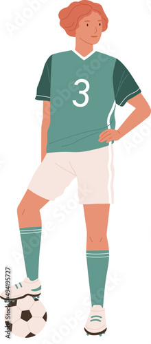 Young Female Football or Soccer Player with Ball Illustration