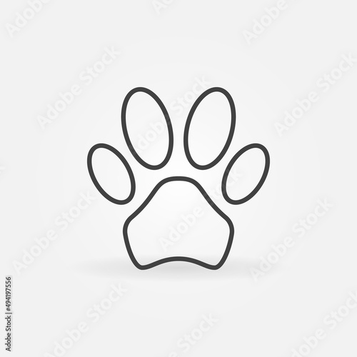Dog Paw Print linear vector concept icon or logo