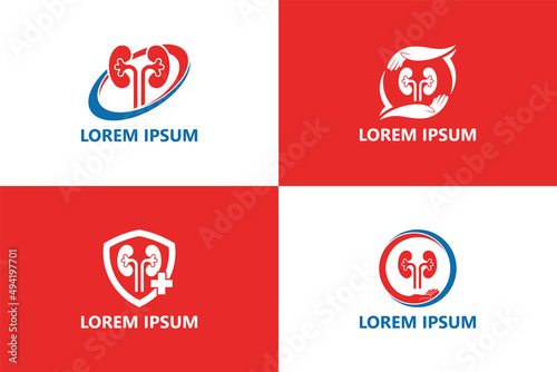Set of kidney care logo template design vector