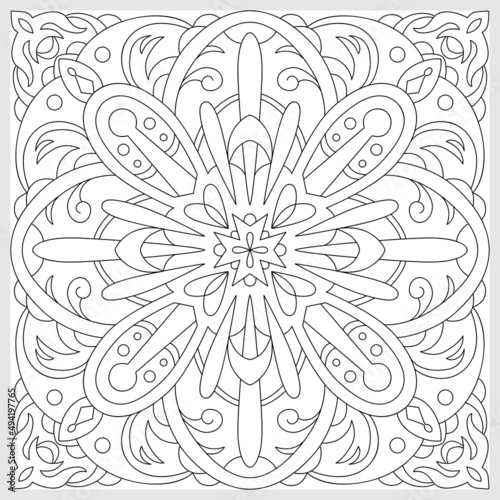 Fototapeta Naklejka Na Ścianę i Meble -  Vector decorative ornament. Tile pattern. Coloring page. Linear art.