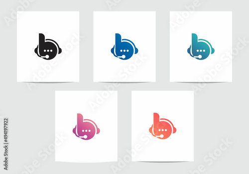 
Initial letter b with chat and headphone logo
