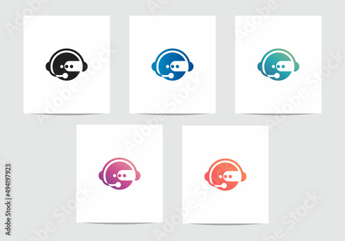  Initial letter c with chat and headphone logo