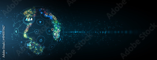 Technology data background, idea of global business solution