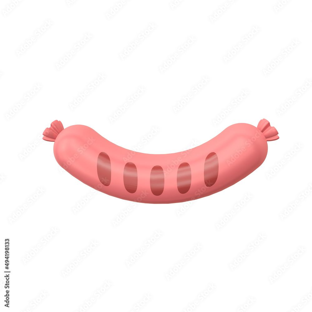 3d render illustration of grilled sausage. Simple icon for web and app. Modern trendy design. Isolated on white background. 3d render illustration of grilled sausage. Simple icon for web and app. Modern trendy design. Isolated on white background.