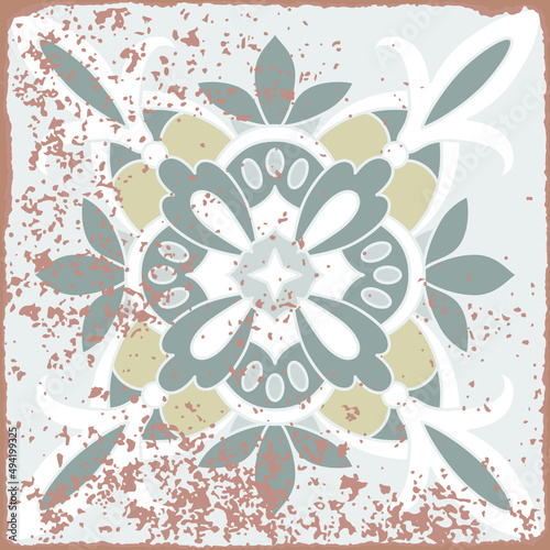 Traditional ornate portuguese tiles azulejos. Vintage pattern for textile design. Geometric mosaic, majolica. Seamless geometric pattern. Vector decorative background. Vintage floral pattern.