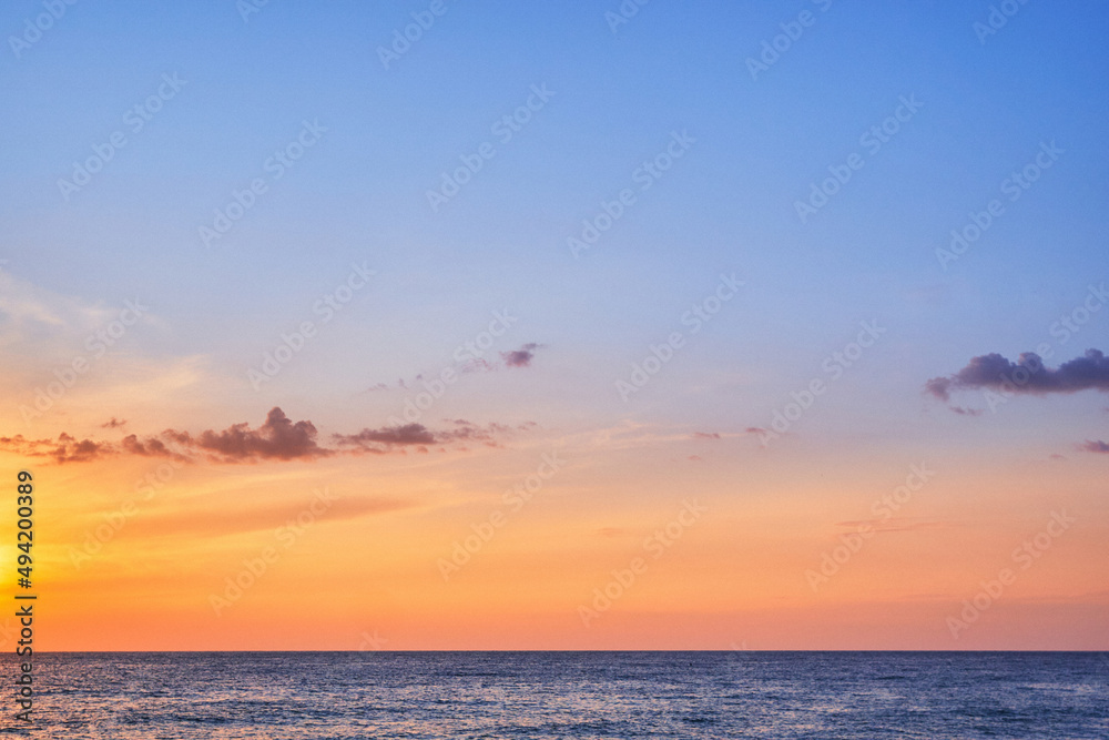 Landscape of peaceful calm sky wallpaper with clouds and sea