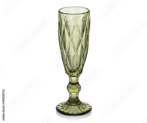 Empty colored glass, tumbler, shot glass for drinks isolated on white background. Ware for bar, restaurant, pub, cafe.