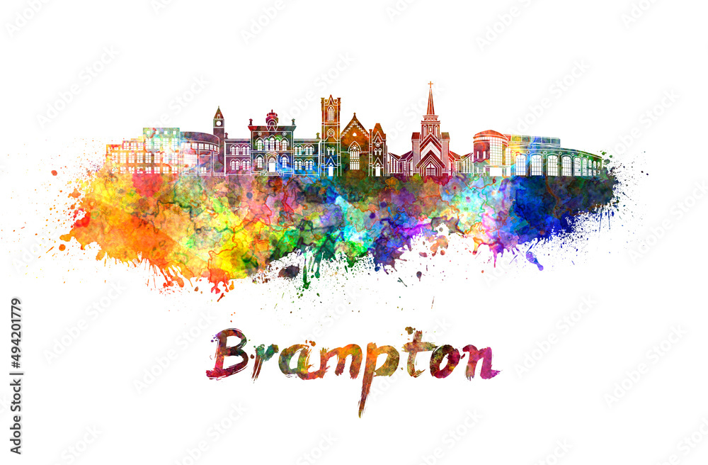 Brampton skyline in watercolor