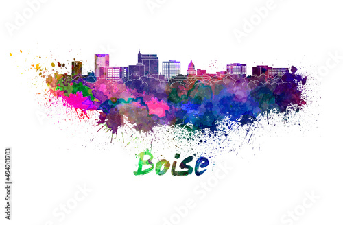 Boise skyline in watercolor