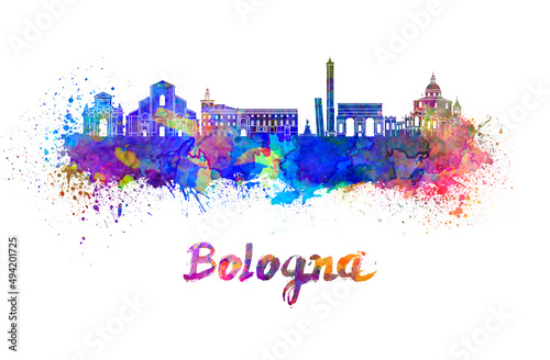 Bologna skyline in watercolor photo
