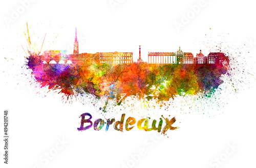 Bordeaux skyline in watercolor