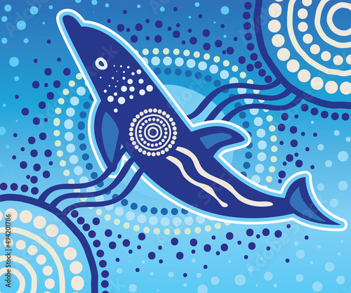 Aboriginal style of dot dolphin artwork