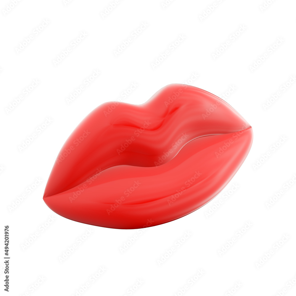 3d render illustration of big red lips. Modern trendy design. Icon for app and web. Isolated on white background 3d render illustration of big red lips. Modern trendy design. Icon for app and web. Isolated on white background