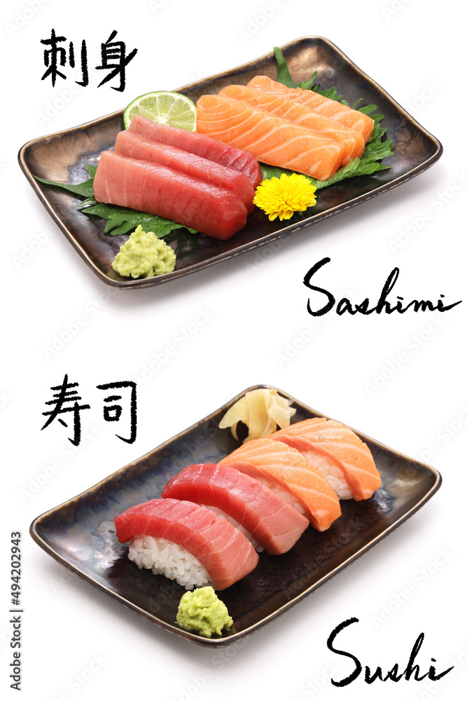The difference between Sushi and Sashimi. The meaning of the chinese