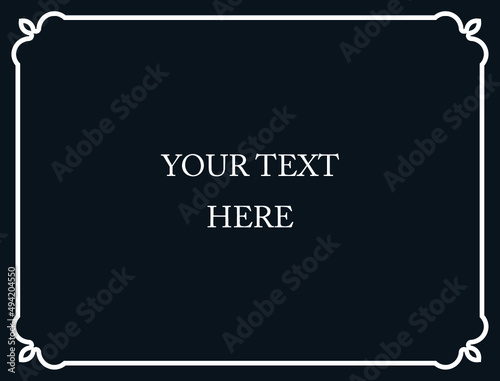 Vector border frame. Background or album page. Simple rectangular horizontal blackboard with chalk sign, billboard, web banner, card, plaque, signboard, sticker or label 