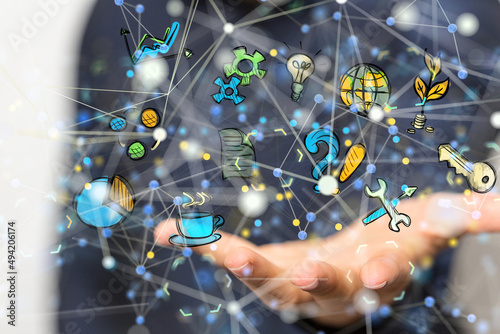 Fototapeta Naklejka Na Ścianę i Meble -  people network structure HR - Human resources management and recruitment