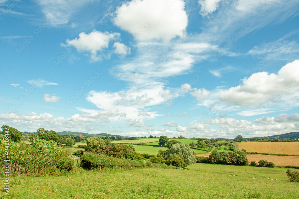 Summertime scenery around Herefordshire, England.