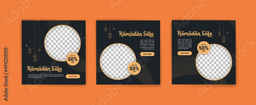 Social media post template for ramadan month promotion sale.