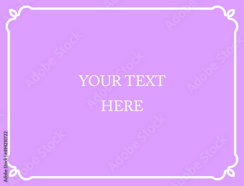 Purple pink vector simple horizontal background with beautiful border frame. Gender reveal party invitation card or package label design. Copy space for your text