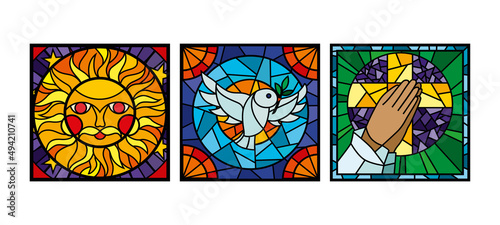 Mosaic Glass Windows Set