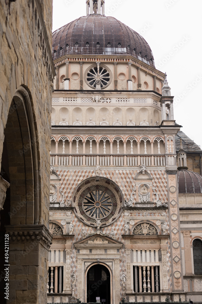 ancient buildings of beautiful architecture in italian bergamo