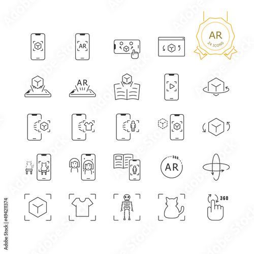 AR vector icon, Set of Augmented Reality on white background.