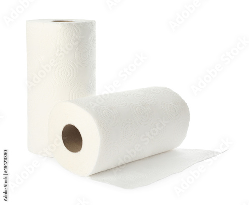 Rolls of paper towels isolated on white