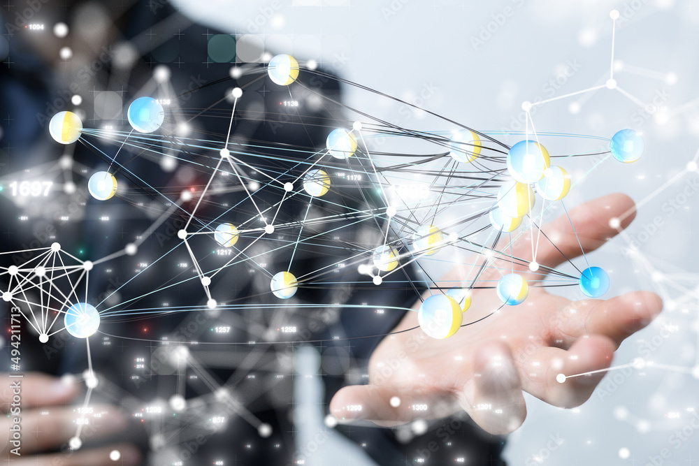 Digital cyberspace with particles and Digital data network connections concept. Digital cyberspace with particles and Digital data network connections concept.