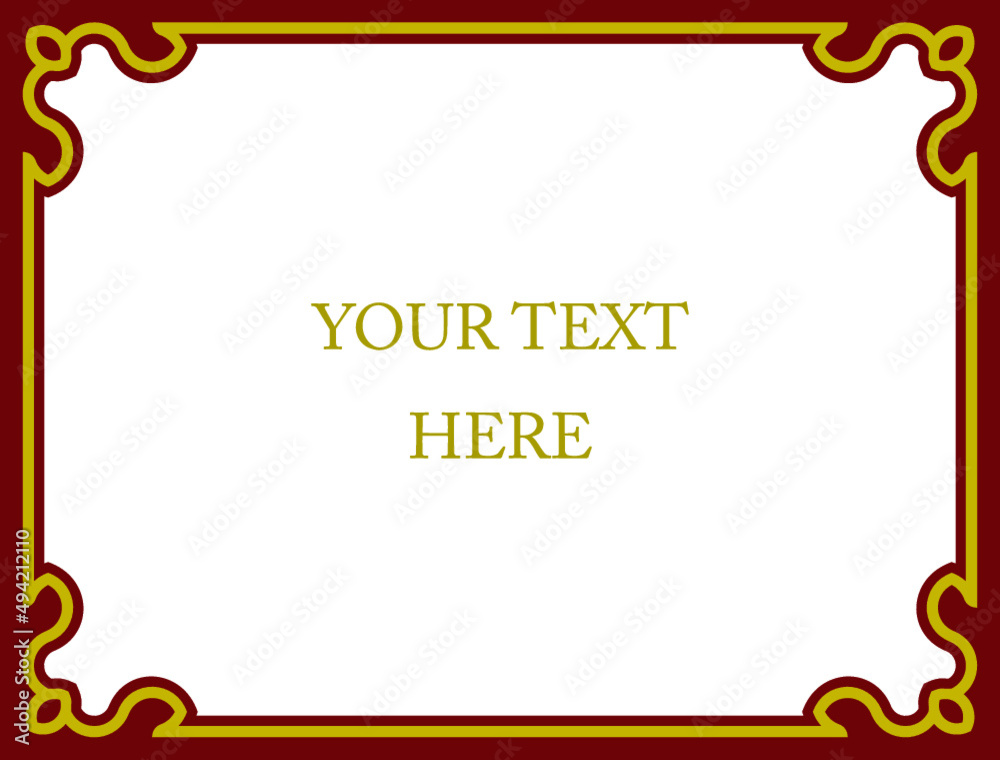 Golden red vintage vector background with elegant thin border frame and copy space for text