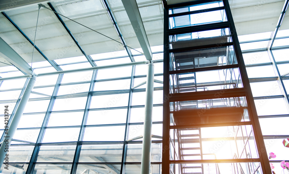 Staircase with window in a modern office building