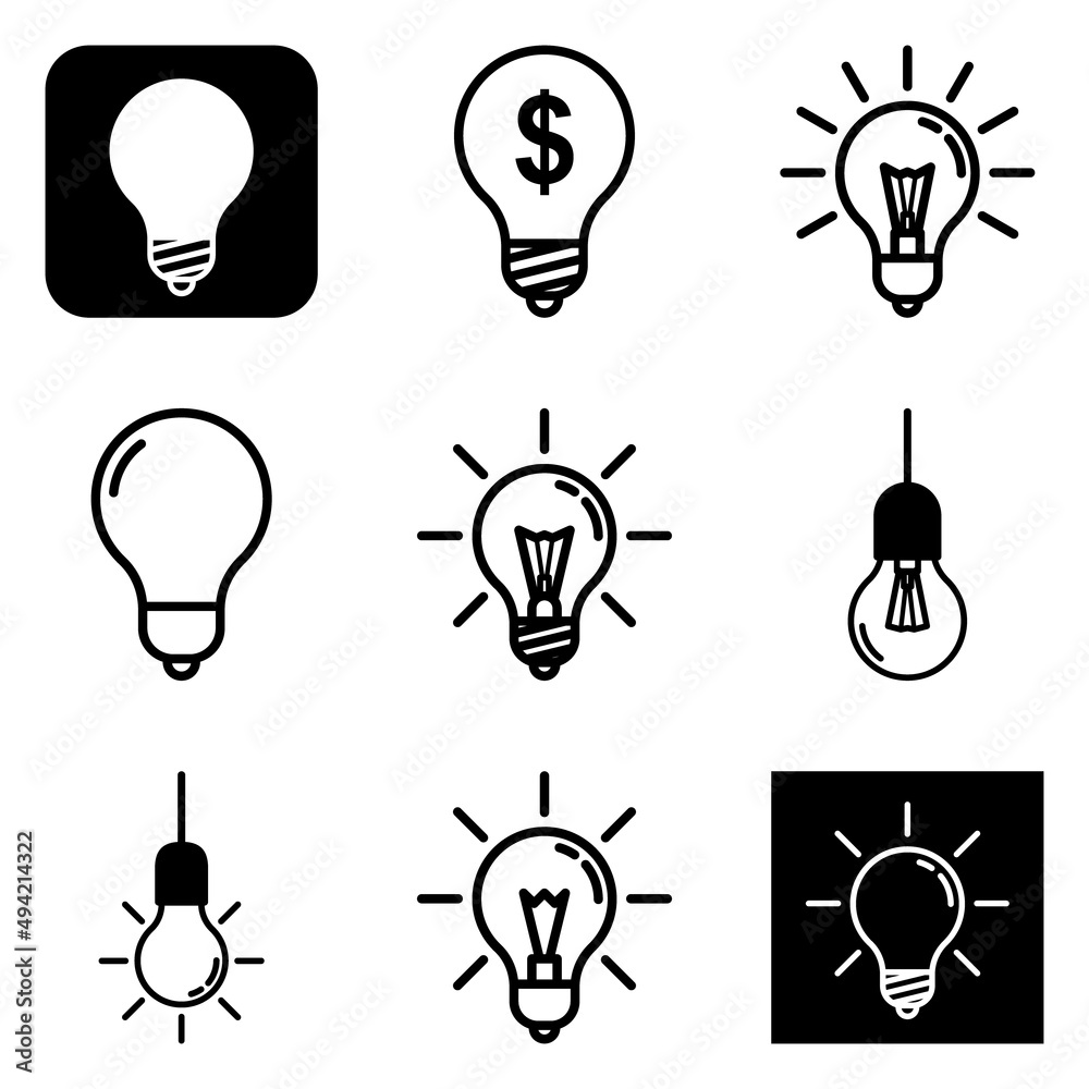 Lightbulbs2 Flat Icon Set Isolated On White Background Lightbulbs2 Flat Icon Set Isolated On White Background