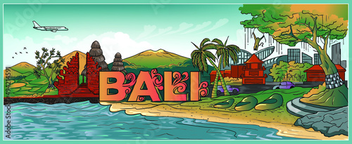 Landscape of Bali - Indonesia. Background Vector Eps 10