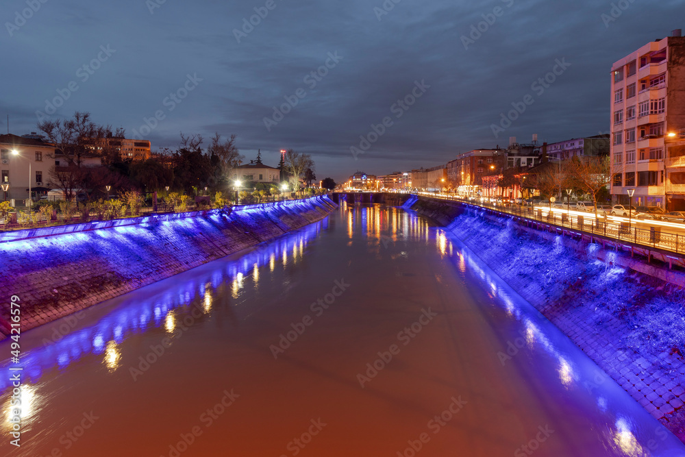 Obraz premium Asi Riverside night view in Antakya City of Turkey