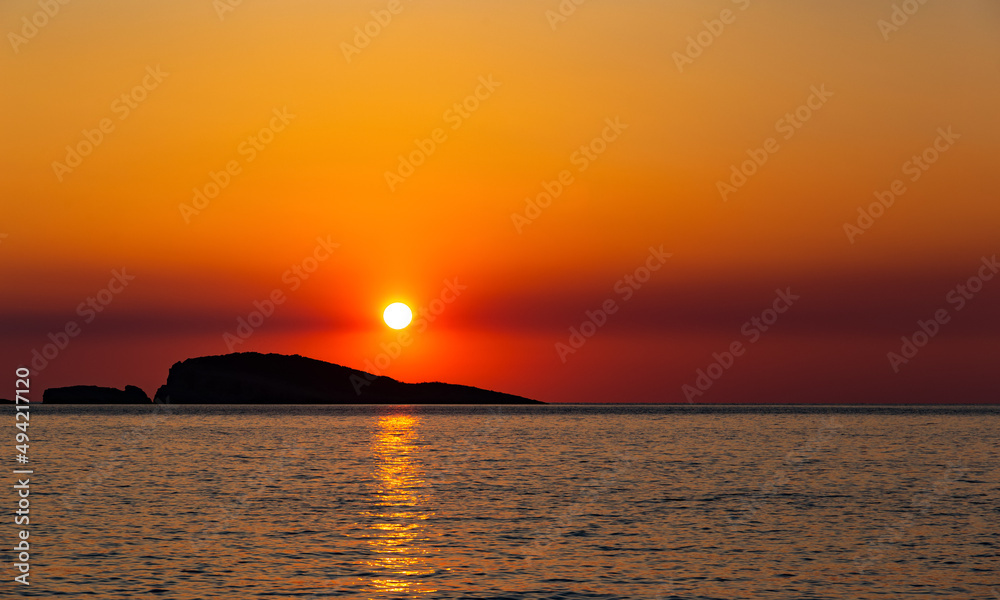 Orange sunset over s sea