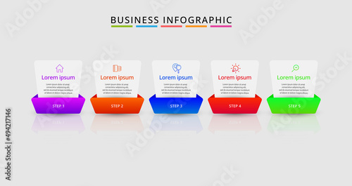 Business Infographic design with icons and 5 options or steps and scratch effect. infographics for business concept.