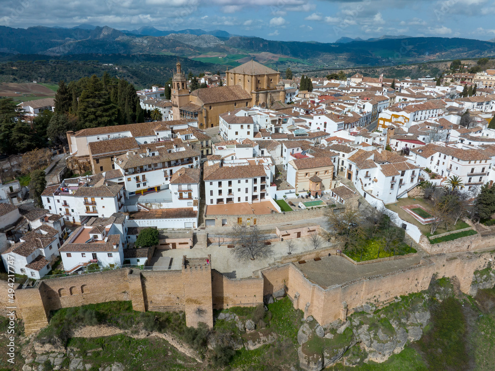 Vista aérea del centro histórico del municipio de Ronda en la provincia de Málaga, España