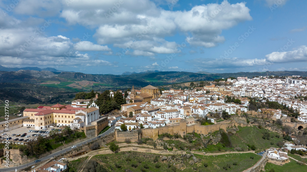 Vista aérea del centro histórico del municipio de Ronda en la provincia de Málaga, España