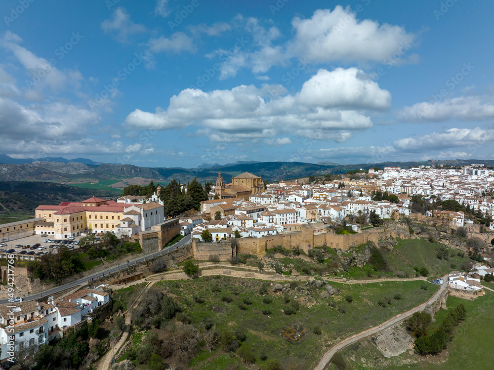 Vista aérea del centro histórico del municipio de Ronda en la provincia de Málaga, España
