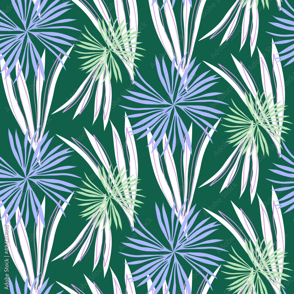 Vector seamless half-drop pattern, with leaves and flowers Vector seamless half-drop pattern, with leaves and flowers