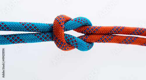 Tied rope together a knot