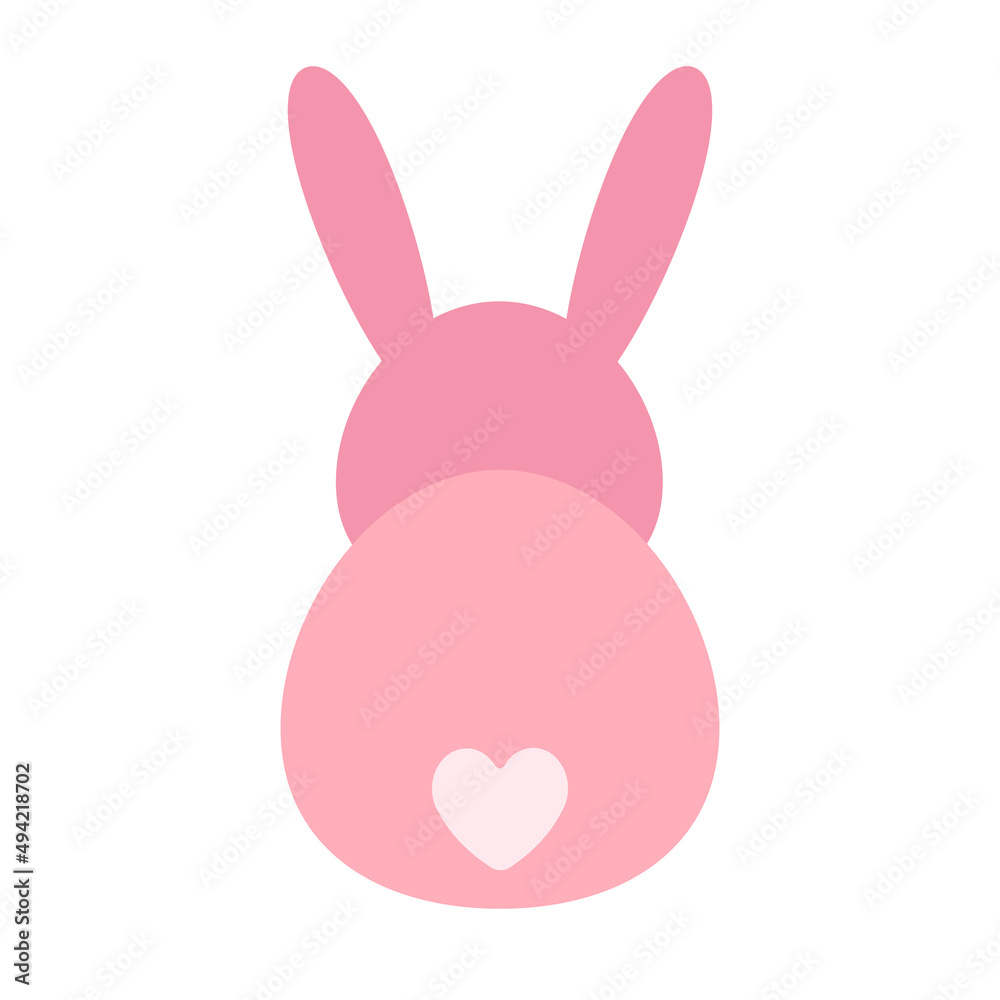 Vector flat bunny rabbit back isolated on white background Vector flat bunny rabbit back isolated on white background