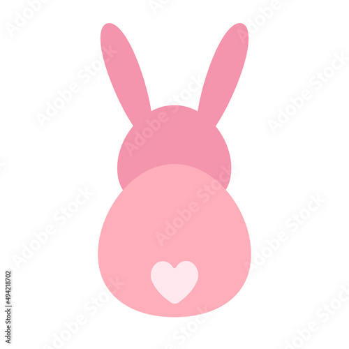 Vector flat bunny rabbit back isolated on white background