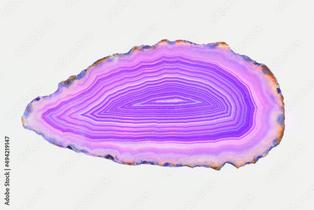 Cross section of Pink Agate Crystal isolated on white background Cross section of Pink Agate Crystal isolated on white background