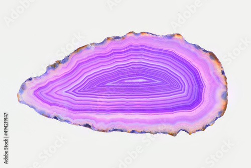 Cross section of Pink Agate Crystal isolated on white background