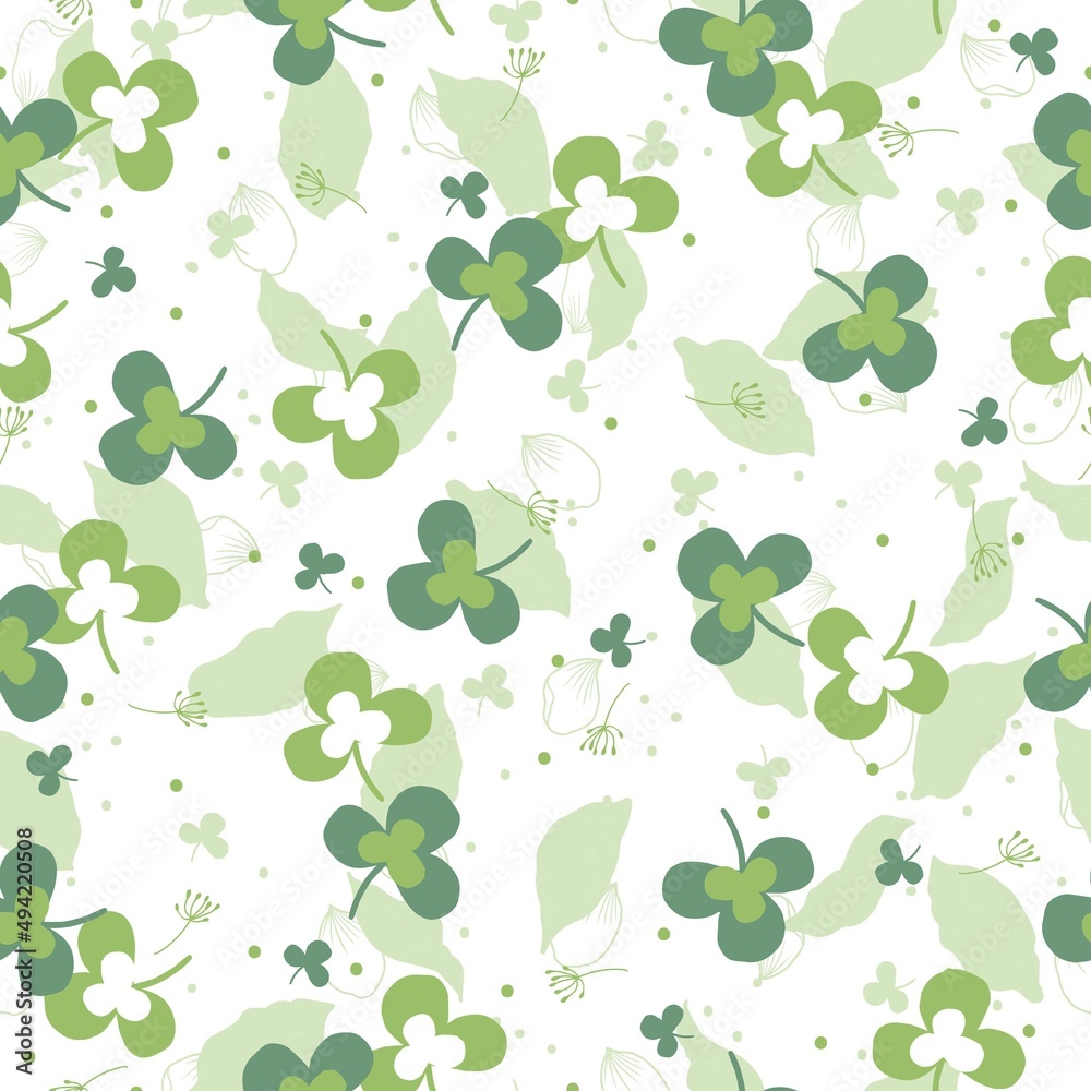 Spring Sweet Green Clover Leaves Vector Graphic Seamless Pattern Spring Sweet Green Clover Leaves Vector Graphic Seamless Pattern