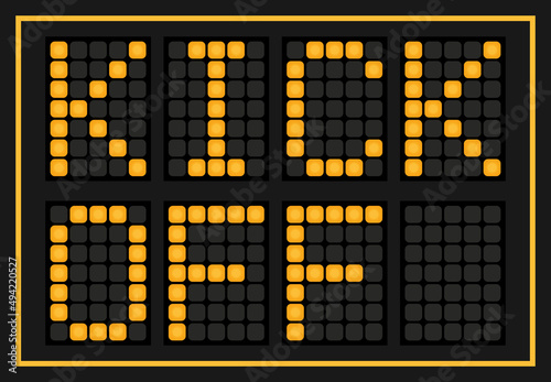 Orange color led in word kick off on black background