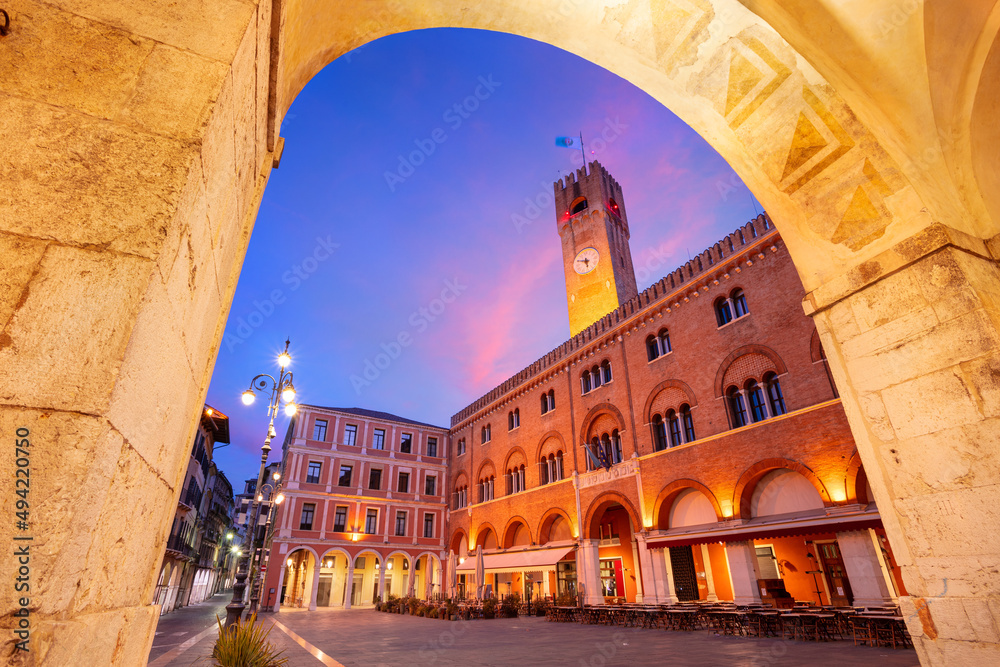 Treviso, Italy. Cityscape image of historical center of Treviso, Italy with old square at sunrise.