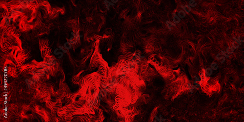 Red abstract light smoke background on black, red smoke love background On black solid 3D Illustration.	
